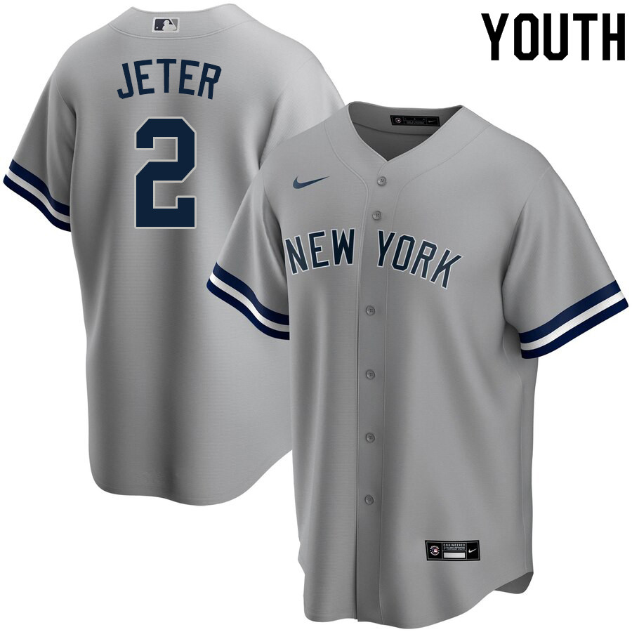 2020 Nike Youth #2 Derek Jeter New York Yankees Baseball Jerseys Sale-Gray